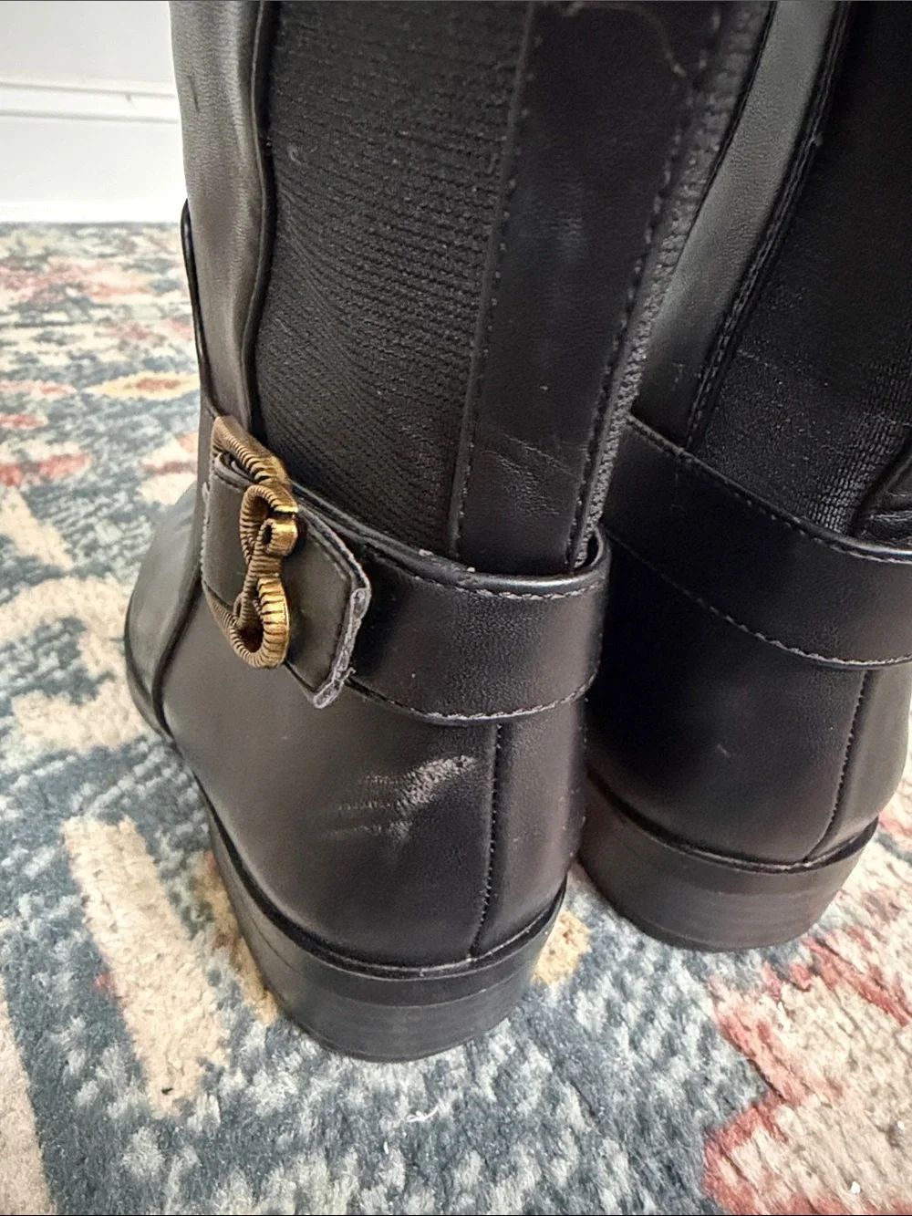Gorgeous kids girls Black Leather Knee-High Riding Boots